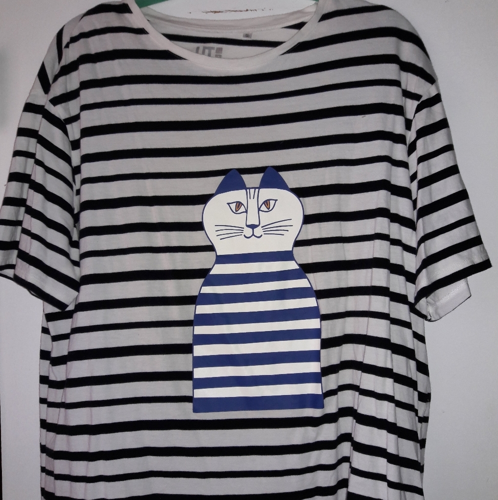 Uniqlo Lisa Larson Oversized Striped Cat Tee XL